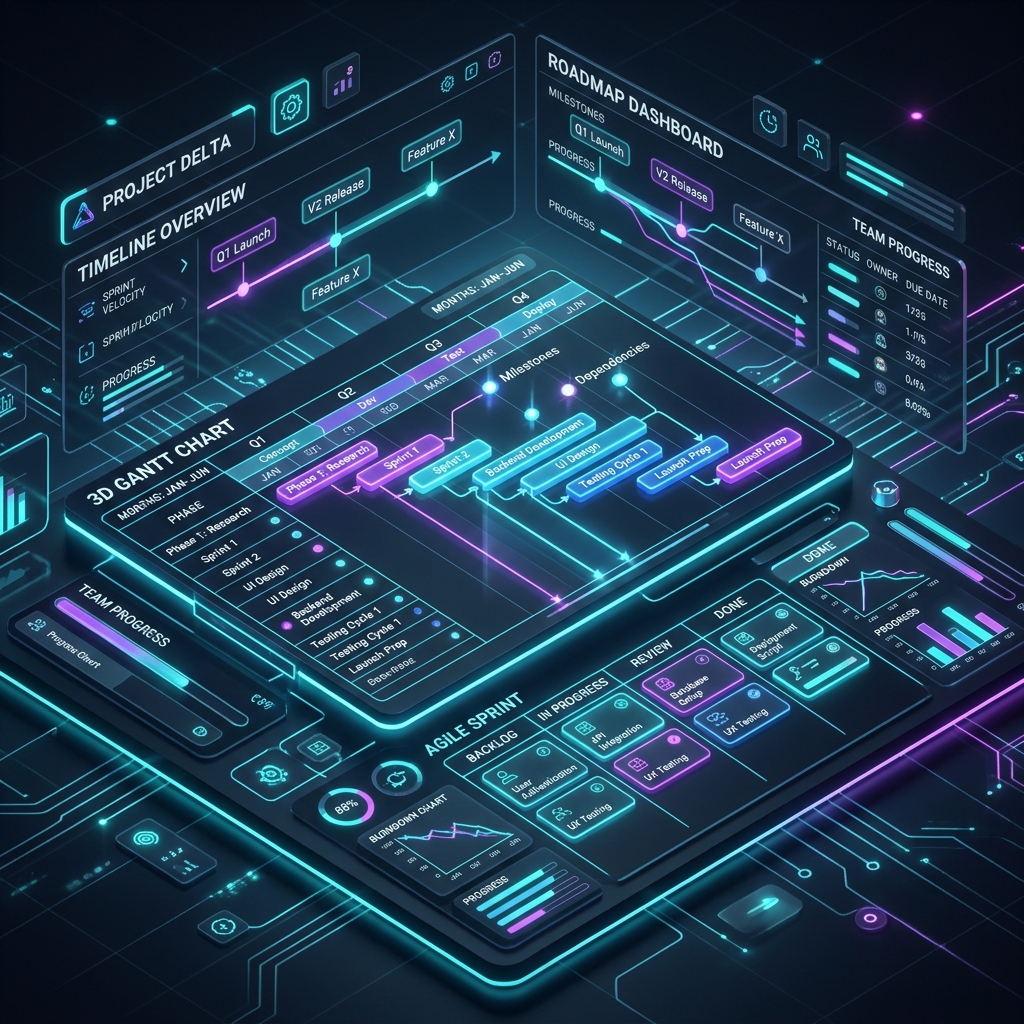 Project Management Timeline and Sprint Board